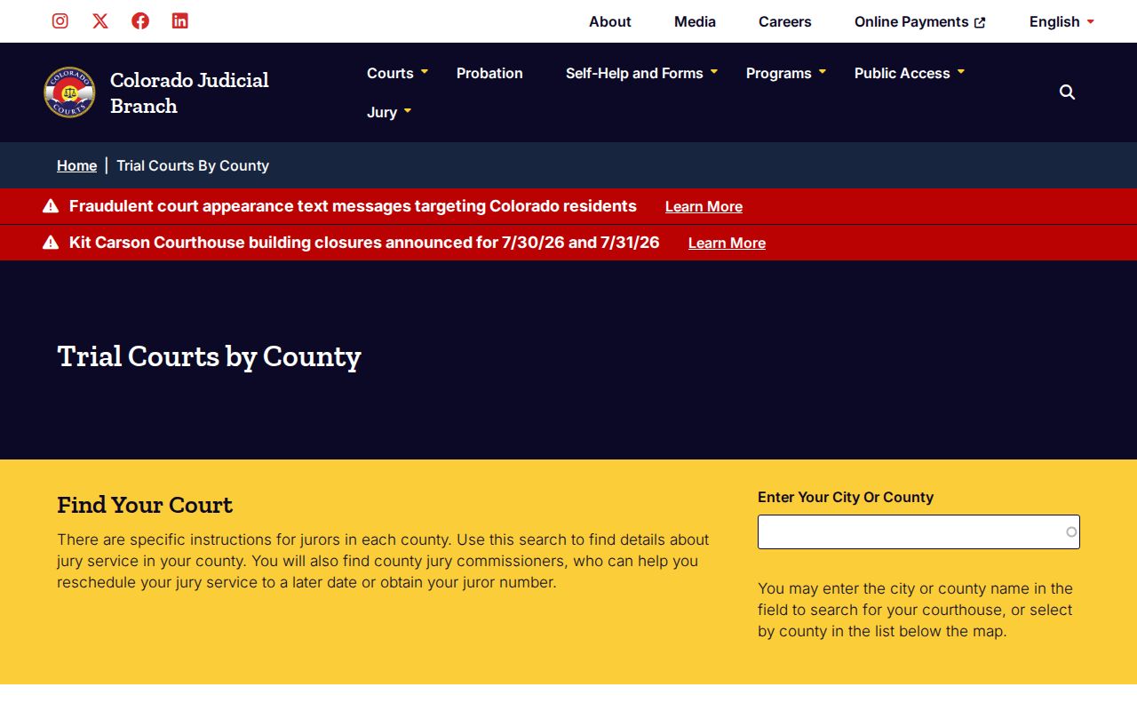 Colorado trial courts by county directory for Saguache County court dockets