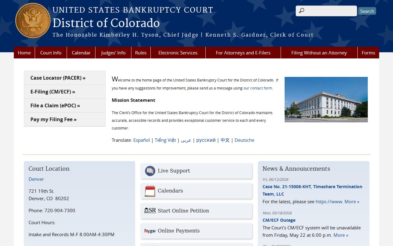 Saguache County District Court separate Colorado bankruptcy court records context