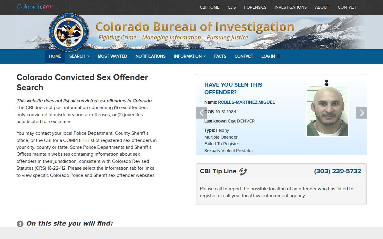 Colorado sex offender registry statutory posting source